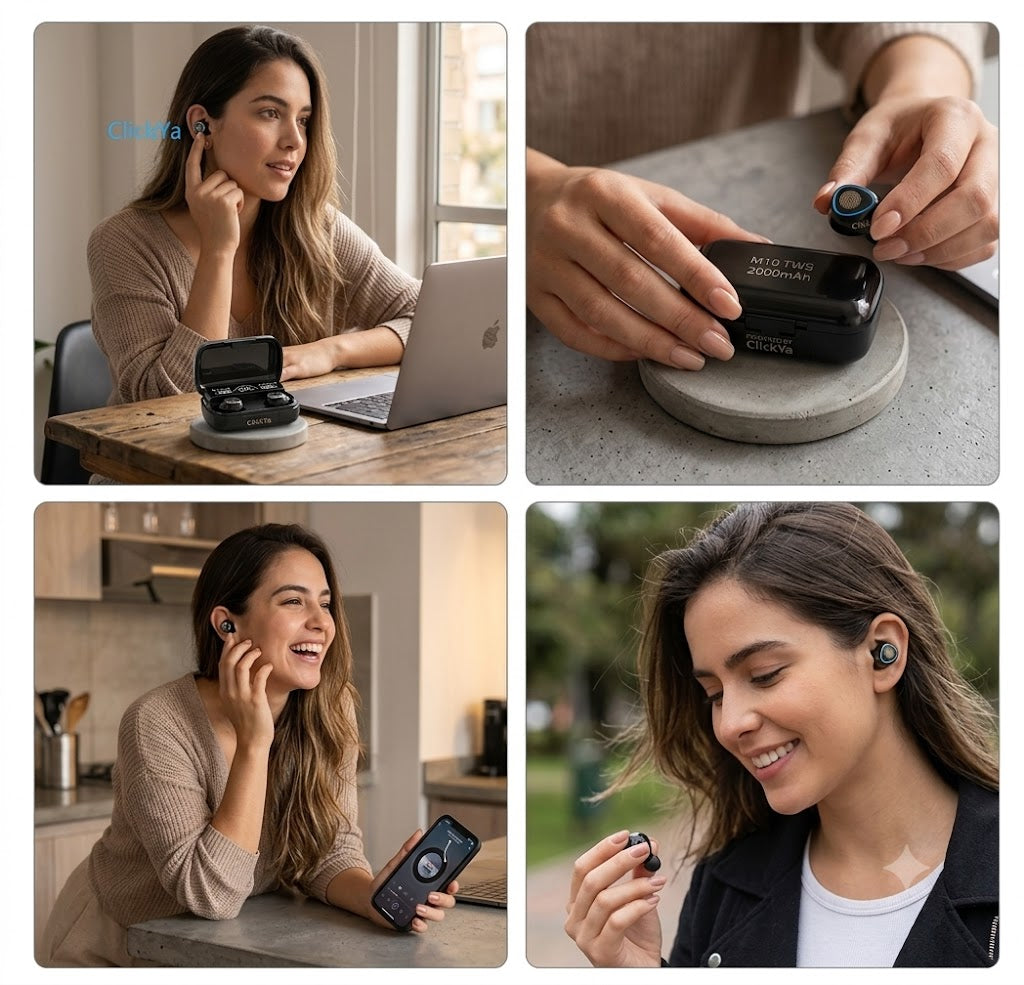 🎧 Audífonos Inalámbricos TWS M10 – Sonido Inmersivo y Powerbank Portátil
