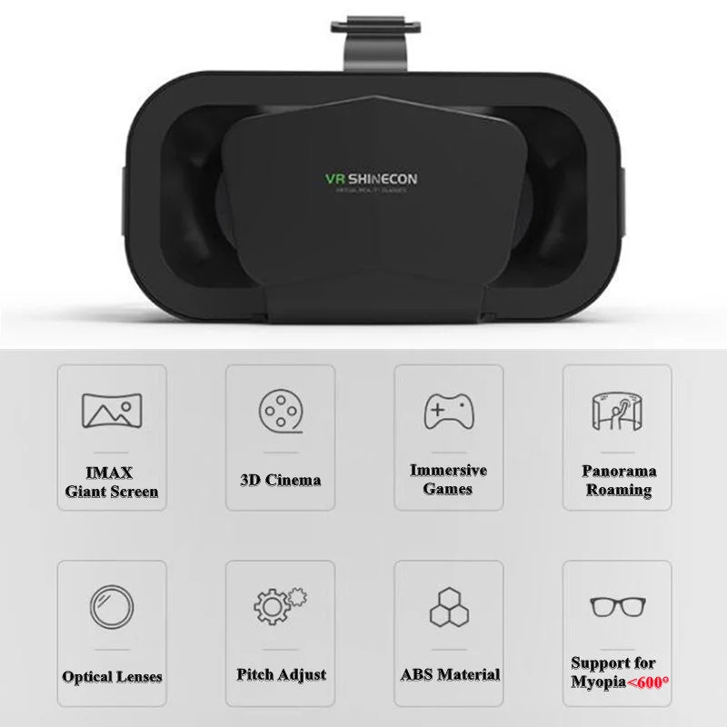 Gafas de Realidad Virtual VR SHINECON G10 Premium – Cine IMAX 3D en tu Celular (Incluye Control Joystick)