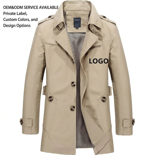 Chaqueta Larga Tipo Trench Coat para Hombre - Cortavientos Urbano Premium