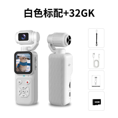 Cámara digital de bolsillo 4K color blanco con lente abatible 180° y memoria de 32 GB