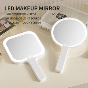 Espejo de Maquillaje LED de Mano Portátil - Recargable USB - Espejo de Maquillaje LED