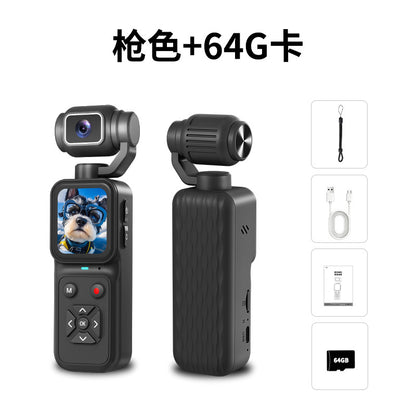 Cámara digital de bolsillo 4K color gris grafito con lente abatible 180° y memoria de 64 GB