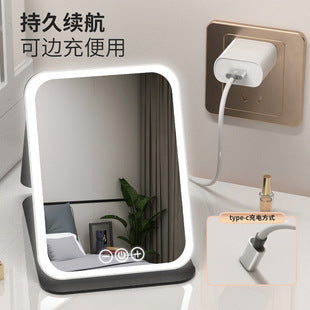 Espejo LED Plegable con Funda Estilo Cuero Premium - Edición Belleza - Espejo de Maquillaje LED