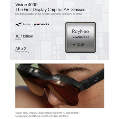 Gafas Inteligentes de Realidad Aumentada RayNeo Air 4 Pro – Pantalla Gigante Virtual de 201" HDR10 (Audio Premium por Bang & Olufsen)