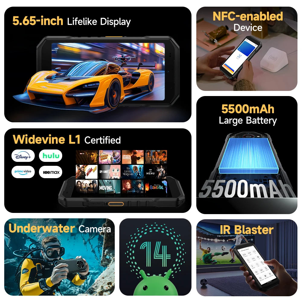 Ulefone Armor X32 4G Rugged Phone Smartphone Android 14 Waterproof up to 12GB RAM 128GB ROM NFC Night Vision