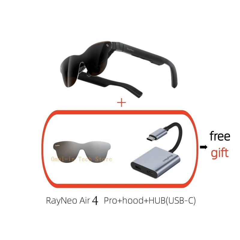 Gafas Inteligentes de Realidad Aumentada RayNeo Air 4 Pro – Pantalla Gigante Virtual de 201" HDR10 (Audio Premium por Bang & Olufsen)