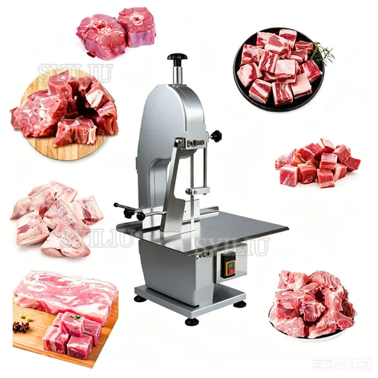 Sierra de Cinta Eléctrica Industrial para Carne y Hueso J280C – Motor de Alta Potencia 1500W en Acero Inoxidable