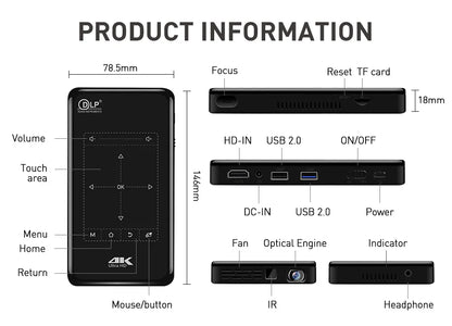 Mini Proyector Portátil Inteligente Smart Pro – Sistema Android 9.0,