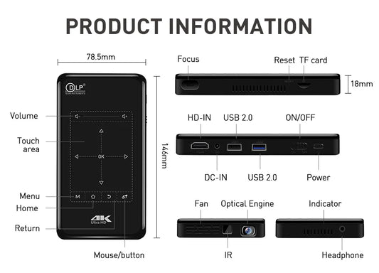 Mini Proyector Portátil Inteligente Smart Pro – Sistema Android 9.0,