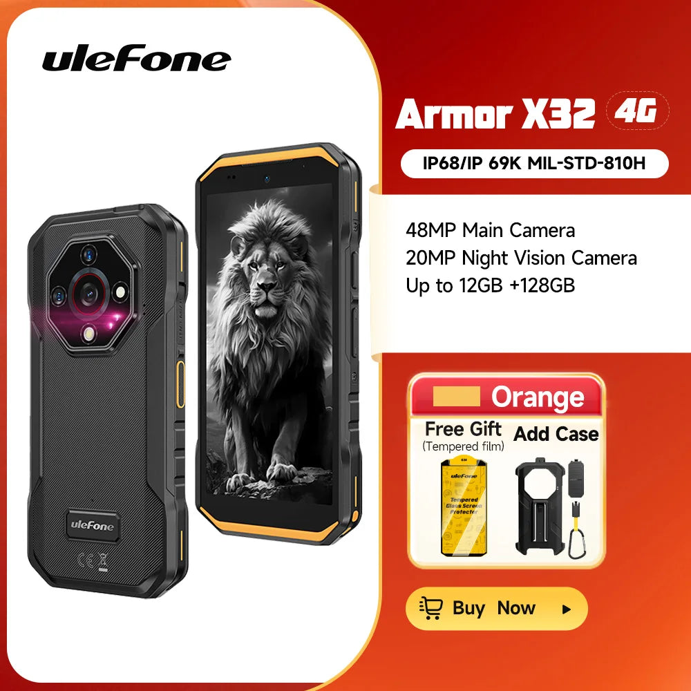 Ulefone Armor X32 4G Rugged Phone Smartphone Android 14 Waterproof up to 12GB RAM 128GB ROM NFC Night Vision