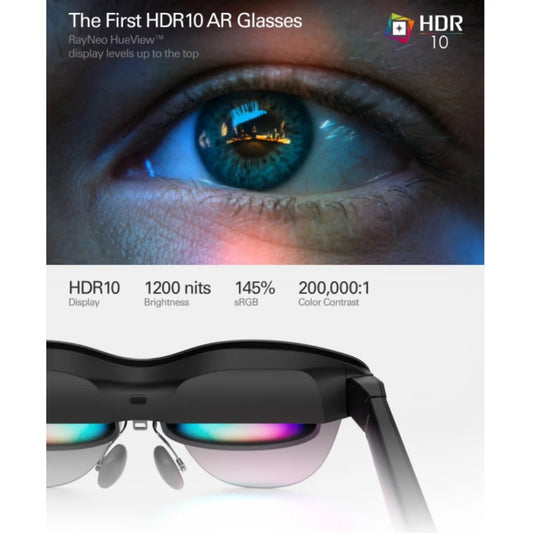 Gafas Inteligentes de Realidad Aumentada RayNeo Air 4 Pro – Pantalla Gigante Virtual de 201" HDR10 (Audio Premium por Bang & Olufsen)
