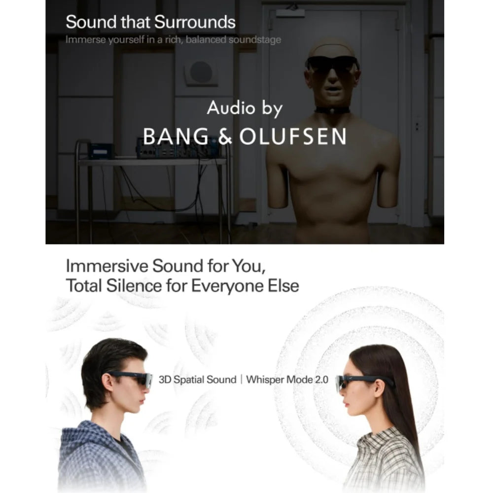 Gafas Inteligentes de Realidad Aumentada RayNeo Air 4 Pro – Pantalla Gigante Virtual de 201" HDR10 (Audio Premium por Bang & Olufsen)