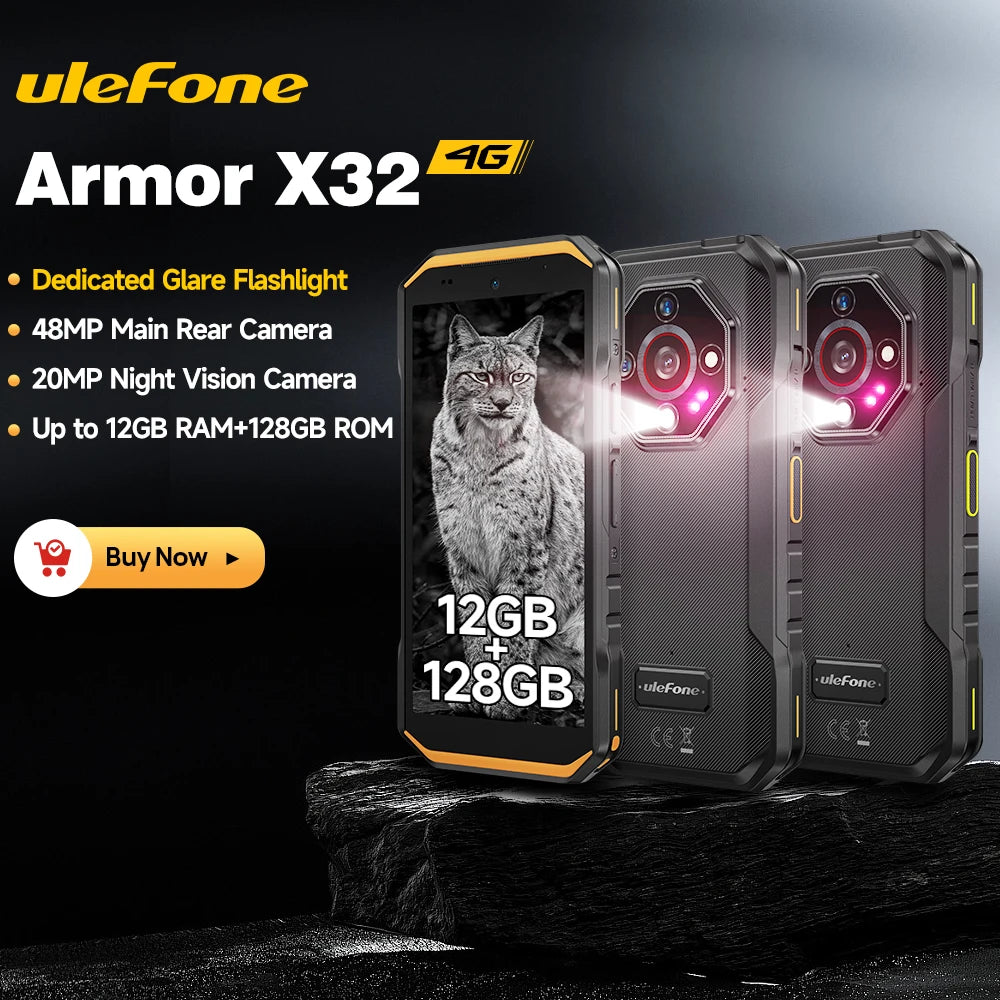 Ulefone Armor X32 4G Rugged Phone Smartphone Android 14 Waterproof up to 12GB RAM 128GB ROM NFC Night Vision