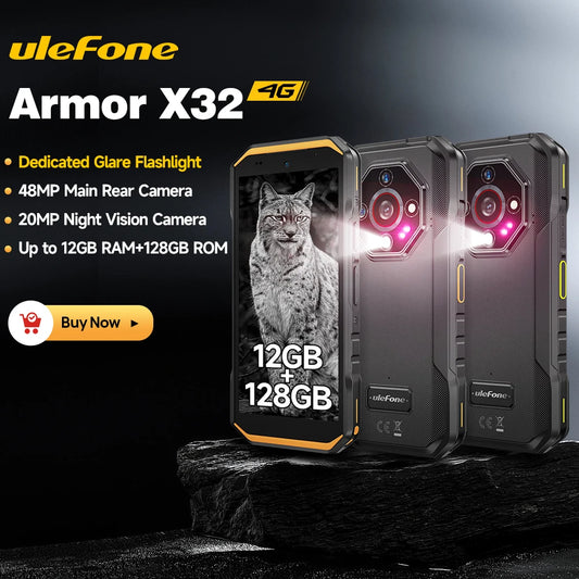 Ulefone Armor X32 4G Rugged Phone Smartphone Android 14 Waterproof up to 12GB RAM 128GB ROM NFC Night Vision